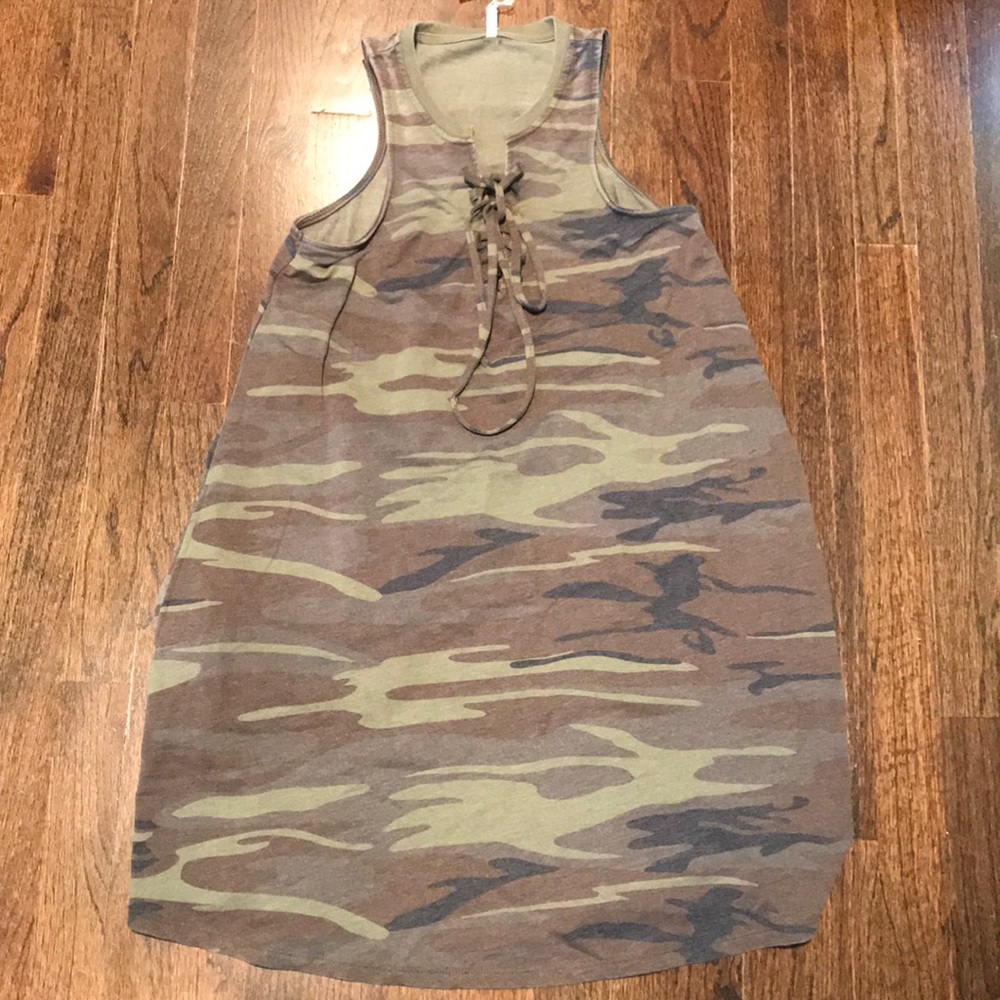 Army print shift dress